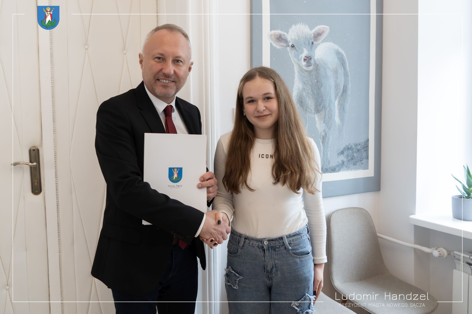 Prezydent Ludmir Handzel i Klaudia